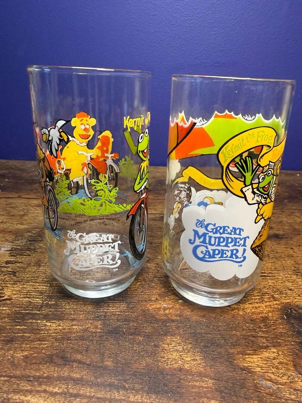 Vintage 1981 McDonald's The Great Muppet Caper Drinking Glasses, Set of 2